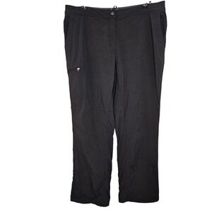 LL Bean Vista Trekking Fleece Lined Pants Womens 16 Reg Black Hiking Cargo EUC